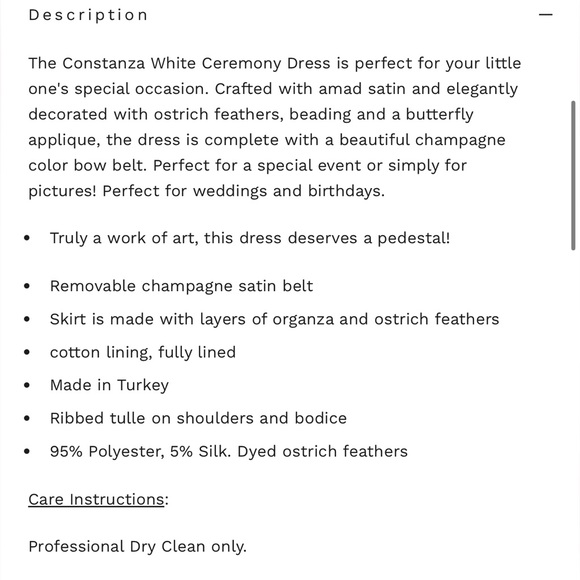 Petite Maison 2T Constanza White Dress with Champagne Bow - Picture 9 of 9